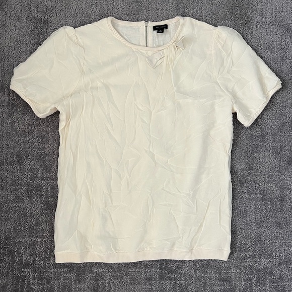 Ann Taylor Cream Silk Short Sleeve Top - Picture 1 of 5